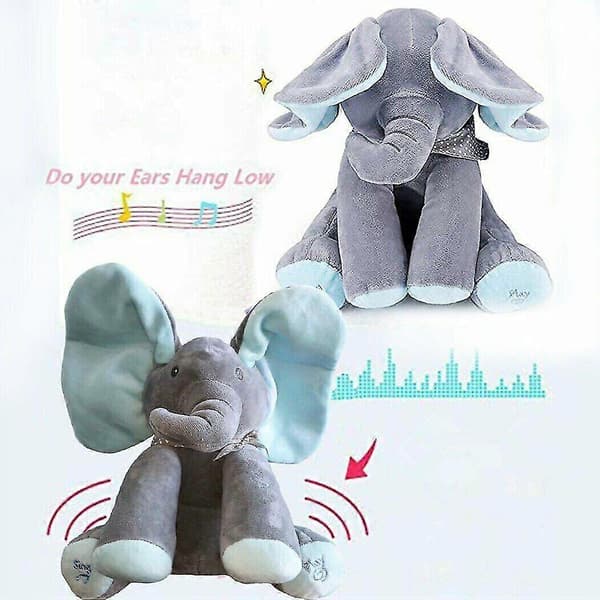 【03】Baby Talking PP Cotton Elephant Soft Plush Doll Singing Stuffed Animal Blue