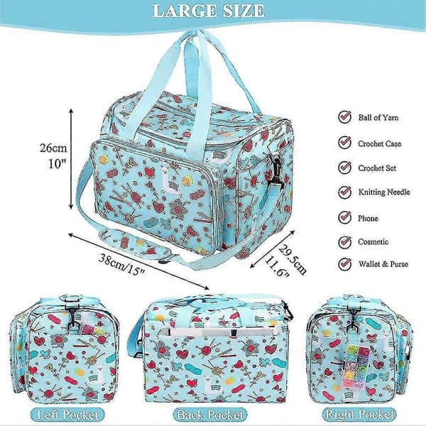 【03】Large knitting bag. Yarn storage bag with transparent lid and eyelets. Craft bag