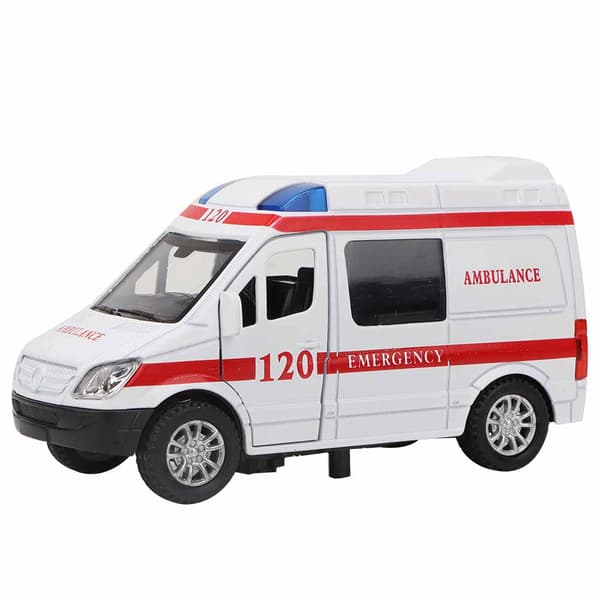 1:32 Mini Stimulationslegering Ambulance Bil Lyd og Lys Model Legetøjskøretøj (Rød)