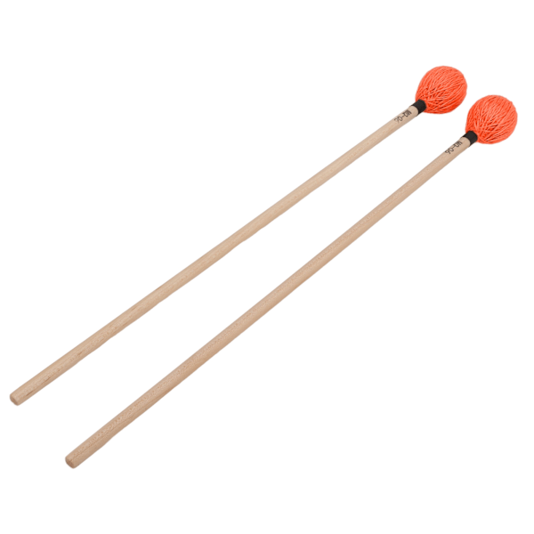 1 par Marimba Mallets Medium Hårdt Garnhoved med Ahorn Håndtag til Percussion Spil MQ‑06Orange