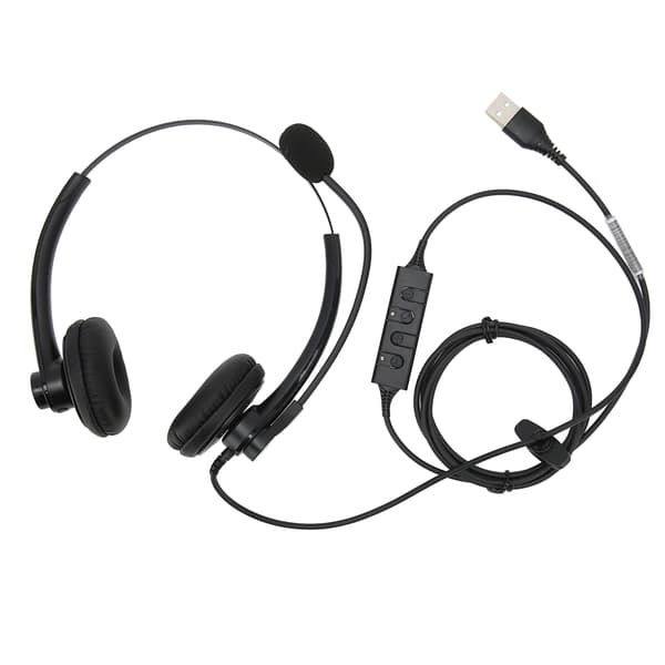 USB Kablet Binauralt Telefon Headset med Støjreducerende Mikrofon til Kundeservice i Call Center