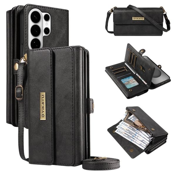【03】YIKATU Samsung Galaxy S26 Ultra Wallet Case Kunstlæder - Sort