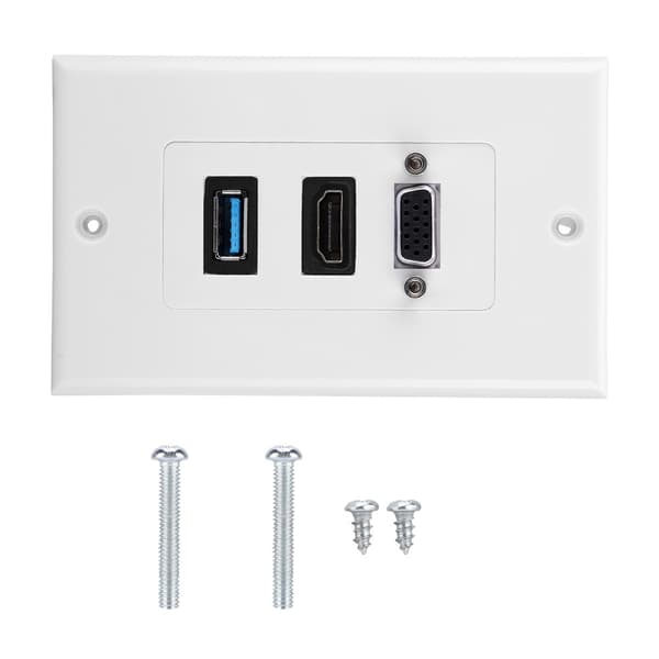 US 3-PORT VGA HDMI USB3.0 Uttag Väggmonteringspanel Adapter Vägguttag