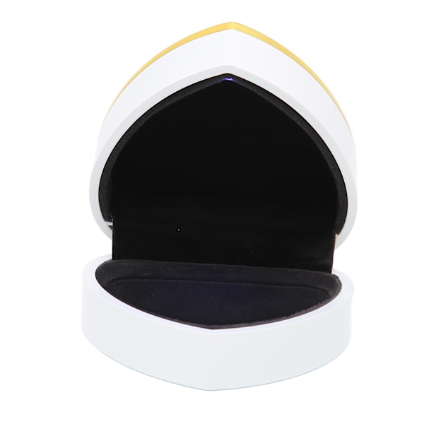 Hjärtformad Ringask Elegant Stilfull Smyckesdisplay Presentask med LED-ljus för Förlovning Bröllop Vit
