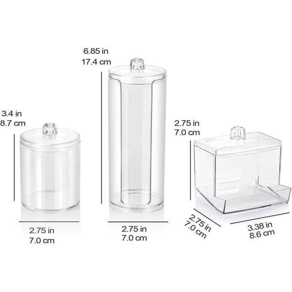 【03】Sminkförvaringslåda, bomullsrondelldispenser, akryl bomullspinneförvaringslåda och multifunktionell cylinder, förvaringslåda med lock