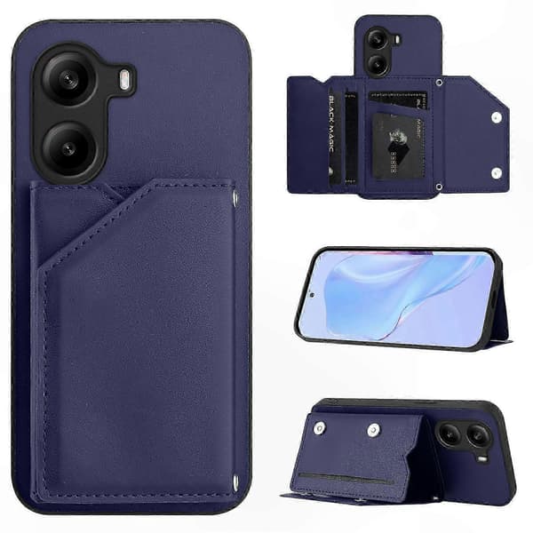 5G-telefoncover med kortholder, støtte og håndledsrem til Poco X7 Pro-kompatible modeller Blue