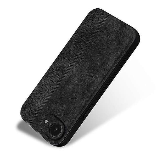 【03】iPhone 16e -suojakotelo, PU-nahkapäällysteinen TPU-puhelinkotelo Black