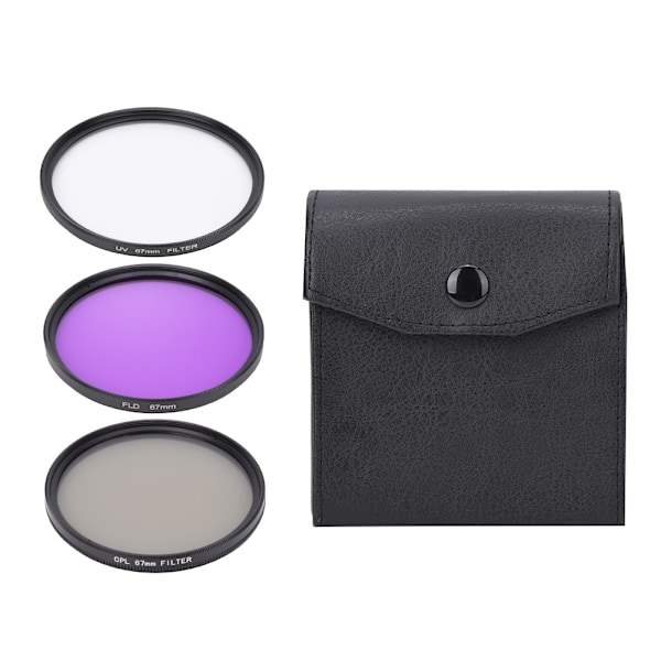 3 stk. 67mm UV CPL FLD Kamera Filter Sæt til Canon / Nikon DSLR Kameraer