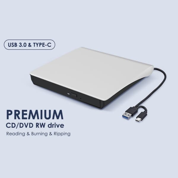USB 3.0 extern DVD-enhet för anslutning till en dator/laptop/CD-brännare/extern bärbar optisk enhet av typ C.