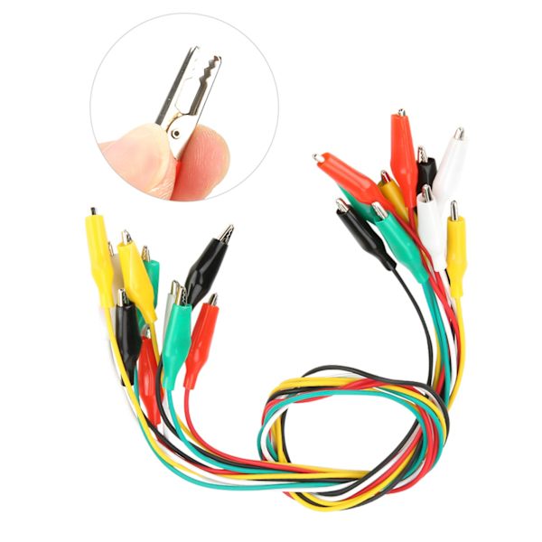 10 stk. 50 cm krokodilleklemme nummer 35 mm dobbeltendede krokodilleklemmer kabel
