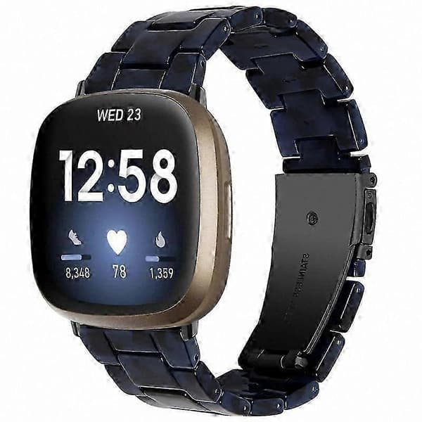 20 mm harpiksrem med spænde i rustfrit stål til Fitbit Versa 4/Sense 2 udskiftningsurrem Dark Blue