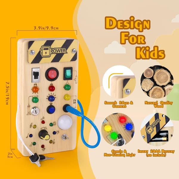 Montessori Busy Board 1-4 år Leksak Trä LED Motorik Sensorisk Aktivitetsbräda Barnpresent (A)