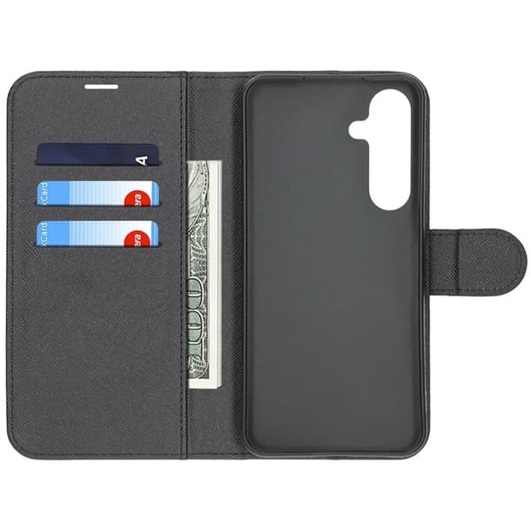 【03】Samsung Galaxy A05s Pungcover med Stativ - Sort