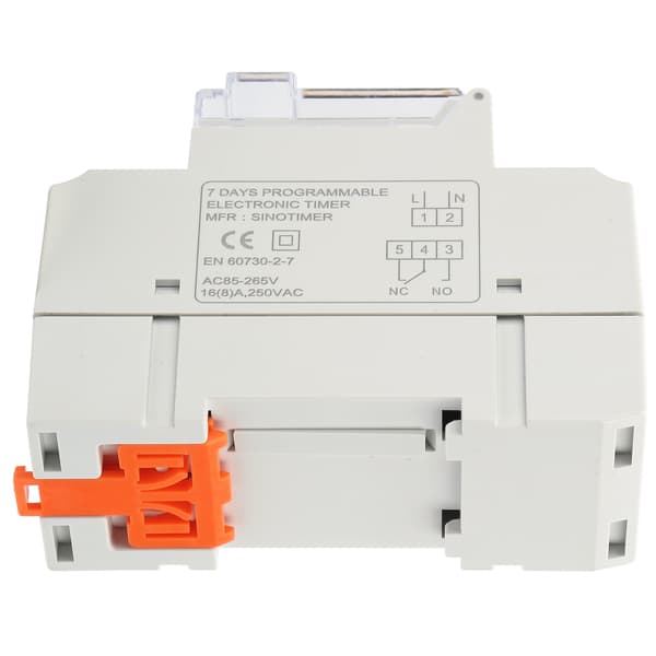 Digital Programmerbar Timer Switch - Stor Skärm, DIN-skenmontering, 85‑265V, 16A, Vit - 1 Styck