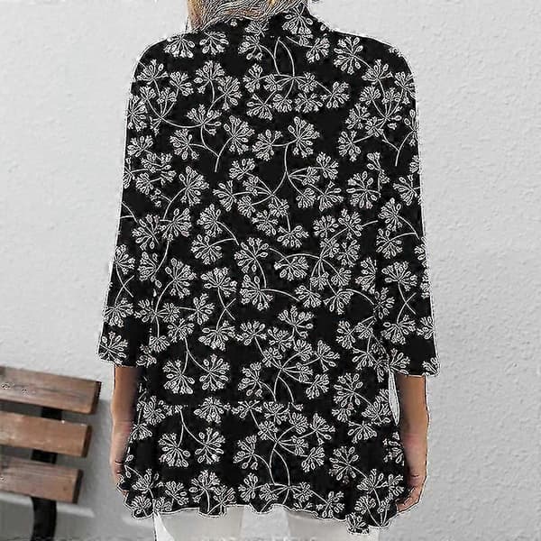 Dame åben front bluse, afslappet strandkimono, cardigan, draperede toppe Printed 5 S