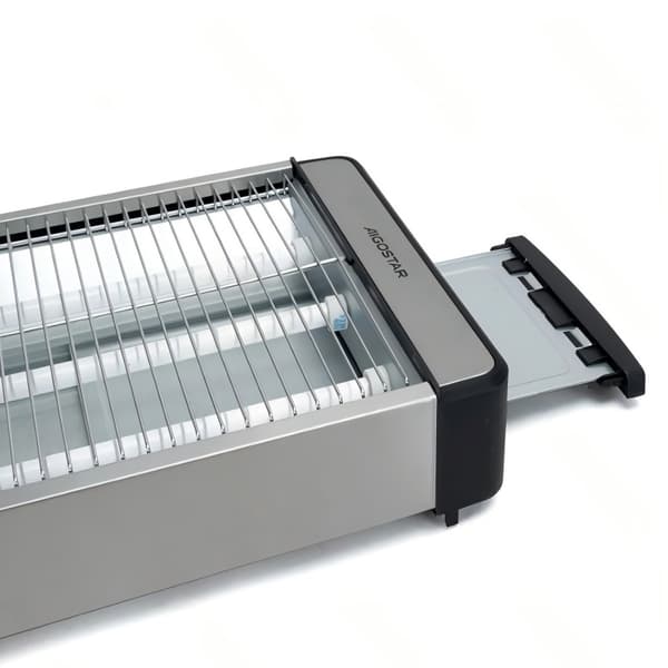 Aigostar 1000W elektrisk brødrister, 6 temperaturindstillinger, rustfrit stål, multifunktionel morgenmadsproducent