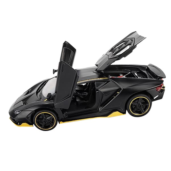 1:32 Skala Legering Diecast Modell Bil Legering Pull Back Leksaksbil för Barn Present Födelsedag Matt Svart 3224A 1