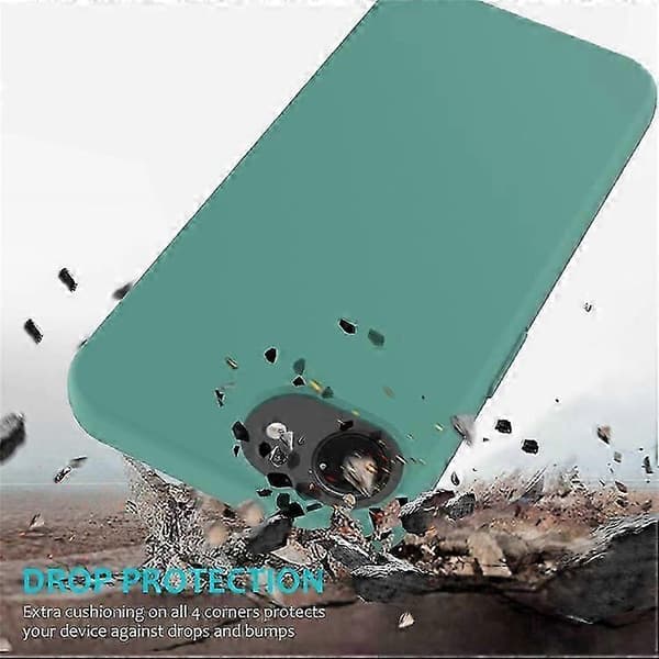 Kompatibelt iPhone 16e-fodral, droppsäkert flytande silikon, mjukt foder, baksida, telefonskydd DarkGreen