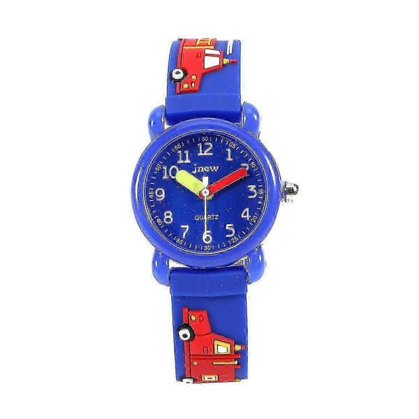 Børneur med silikonrem 3D-brandbilmønster Unisex Banmo Blue