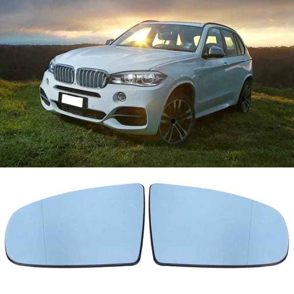 1 par vänster & höger dörrsida uppvärmda sidospegelglas för BMW X5 E70 2008-2013 Blå