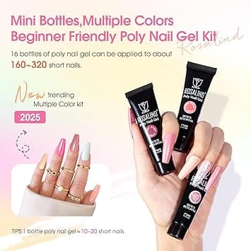 【03】Complete Polygel Set, 16 Pieces, 10ml Extension Gel for Nails with UV Lamp