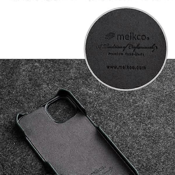 MELKCO Til iPhone 13 Pro Litchi Tekstur Telefoncover Ægte Koskind + PC Vertikalt Flip Bagside Brown iPhone 13 Pro 6.1 inch