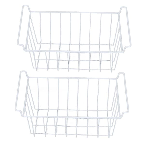 【03】2 pcs Freezer Basket Storage Baskets with Hanging Metal Rack, PE Coating{HH} 41.5X24.5X20CM