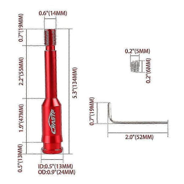 Gear Shift Knob Extender i aluminiumlegering, M14x1.5, justerbar gearstang, passer til universalbil RS-SFN115 Red
