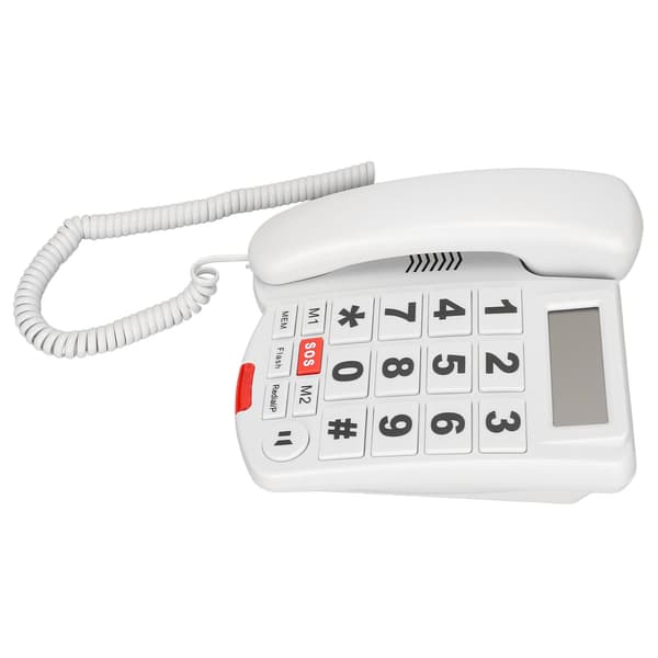 LD‑265CID Fastnettelefon med store knapper, et-tryksopkald, håndfri, nummerpræsentation, telefon til hørehæmmede ældre