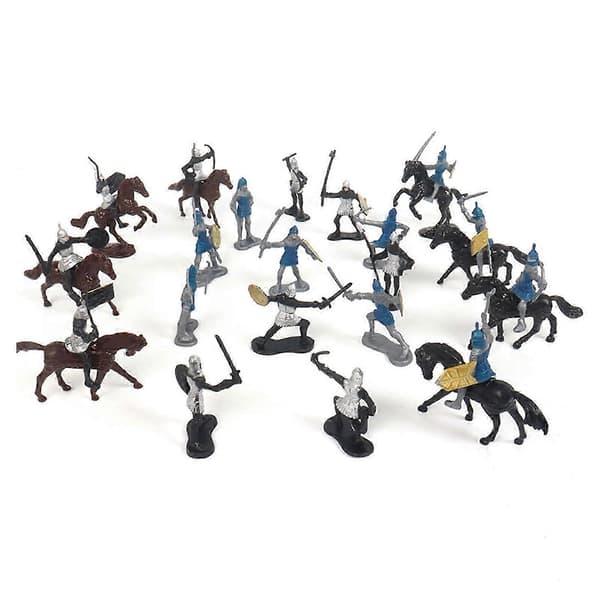 28 stk. middelalderlig ridder soldat hest model actionfigurer figur farverigt kavaleri til krigere interaktive børn drenge til