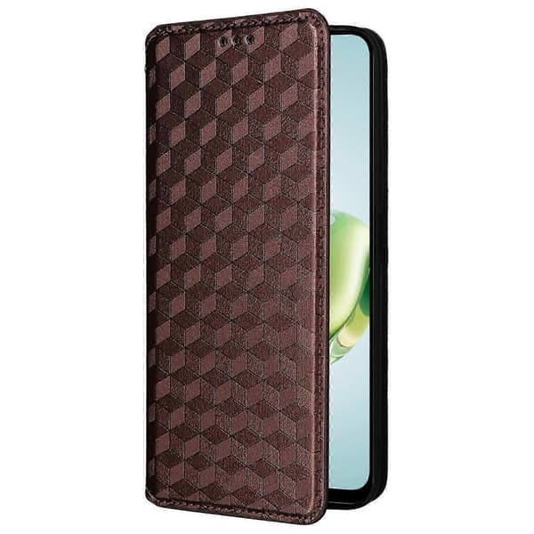 Til Honor 200 Smart 5G/Play 60 Plus 5G-cover Rhombus Imprint PU-læderpung-etui Brown