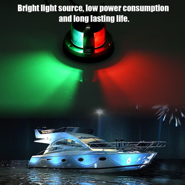 12V Marine Båd Rustfrit Stål LED Navigationssignal Lys - Rød & Grøn - Yacht Tilbehør