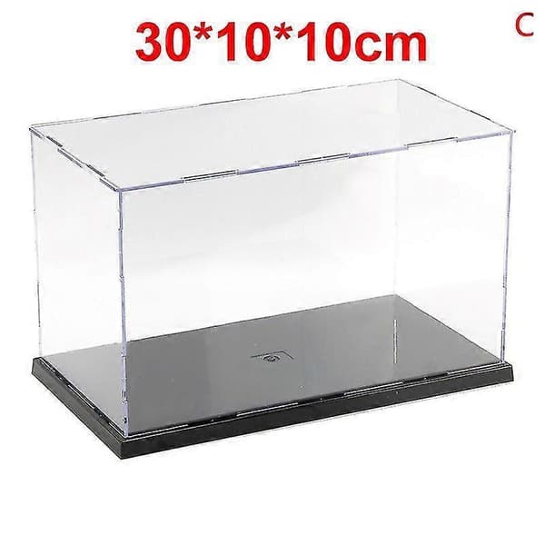 30 cm plexiglas akryldisplay H-låda plastbas dammtät figurtrofé C 30*10*10cm
