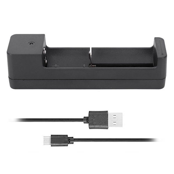 Sort PC Universal Single Slot USB Batterioplader Adapter LED Intelligent Opladning til Li Ion Celle 18650 26650 14500