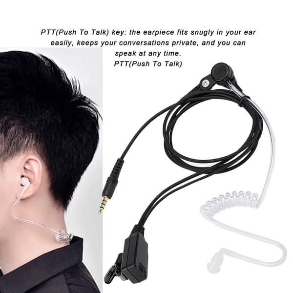 PPT Walkie Talkie Headset Øretelefon Luft Transparent Rør 3,5 mm Øretelefon Passer til 1s