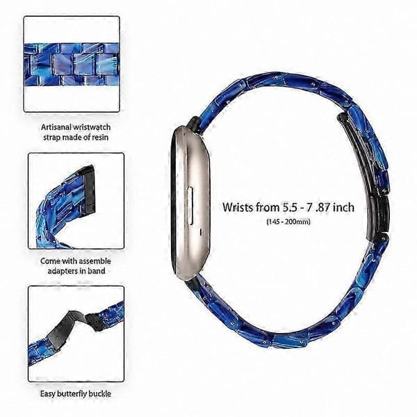 20 mm harpiksrem med spænde i rustfrit stål til Fitbit Versa 4/Sense 2 udskiftningsurrem Dawn Blue