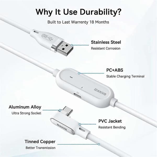 【03】18W Genopladeligt VR Link-kabel til Quest 3/3S/2/Pro White