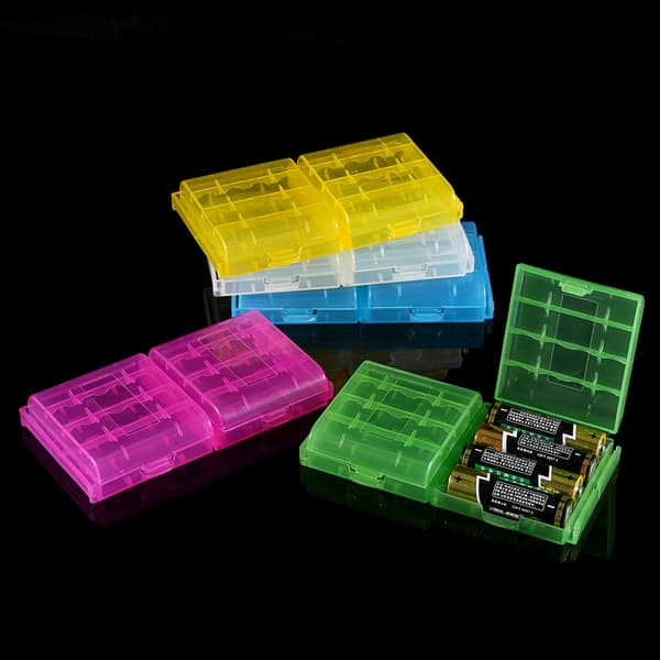 5 farver multifunktionel transparent hård plast etui holder opbevaringsboks til AA AAA batteri
