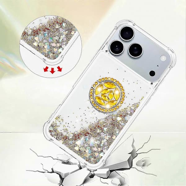 Quicksand TPU-cover med stativ til 17 Pro Max stødsikkert etui Gold