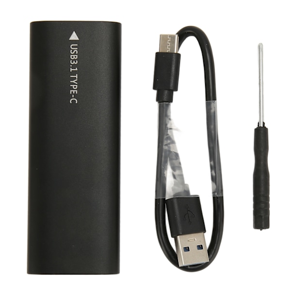 M.2 SATA SSD Kabinet USB C 3.1 10Gbps UASP Trim Aluminiumslegering Type C SSD Kabinet til 2280 2260 2242 2230 Størrelse NGFF Protokol Sort