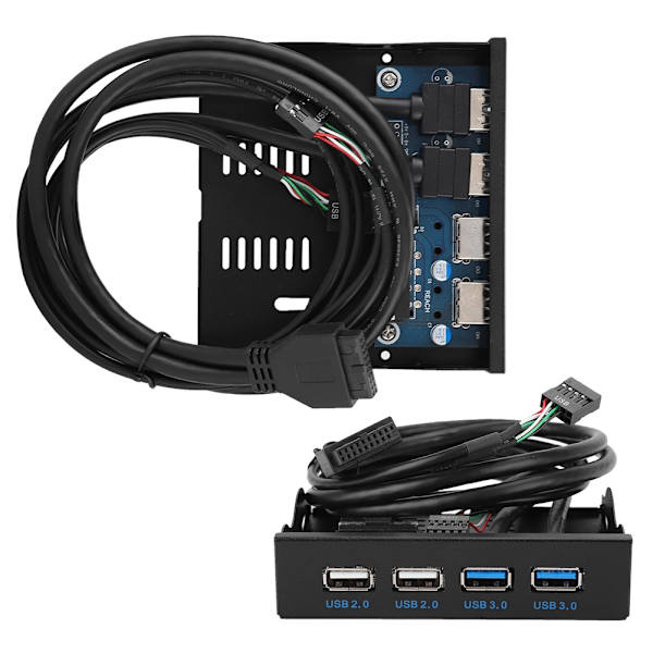 3,5-tums 19PIn T9 Pin Höghastighets USB3.0+USB2.0 4-Portars Diskettstations Frontpanel