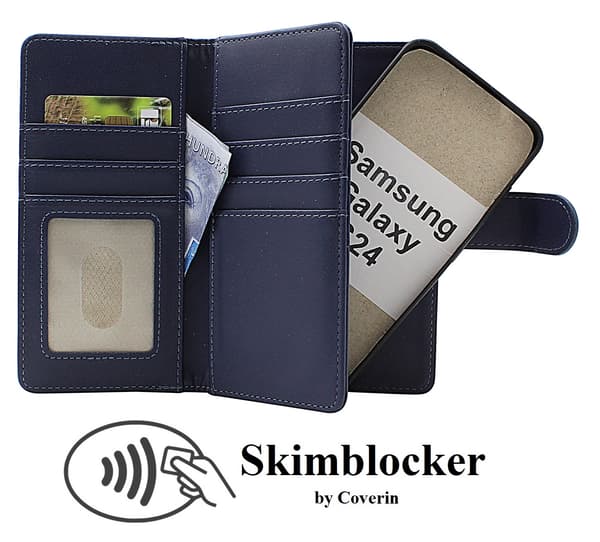 【03】Skimblocker Samsung Galaxy S24 5G XL Magnet Plånboksfodral Mörkblå