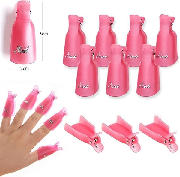 Pink Akryl Negleclips Sæt til UV Gel Polish Fjernelse - 10 Stykker