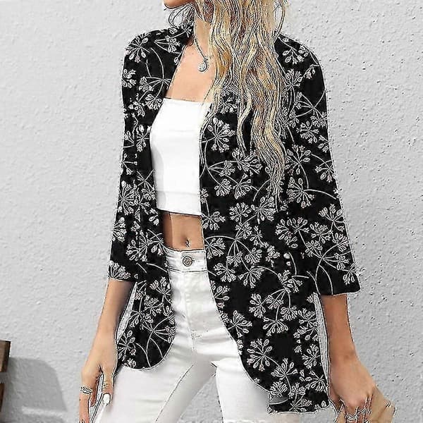Dame åben front bluse, afslappet strandkimono, cardigan, draperede toppe Printed 5 S