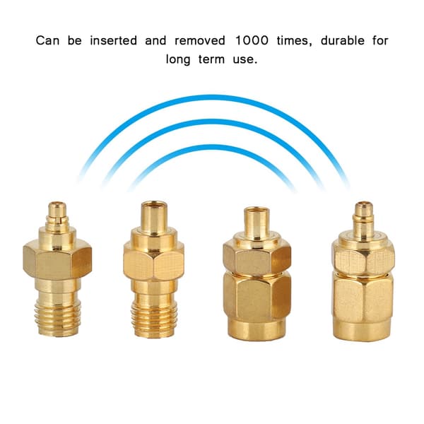 4 stk. Nikkelbelagt messing MMCX til SMA adapter 50ohm impedans til antenneradio