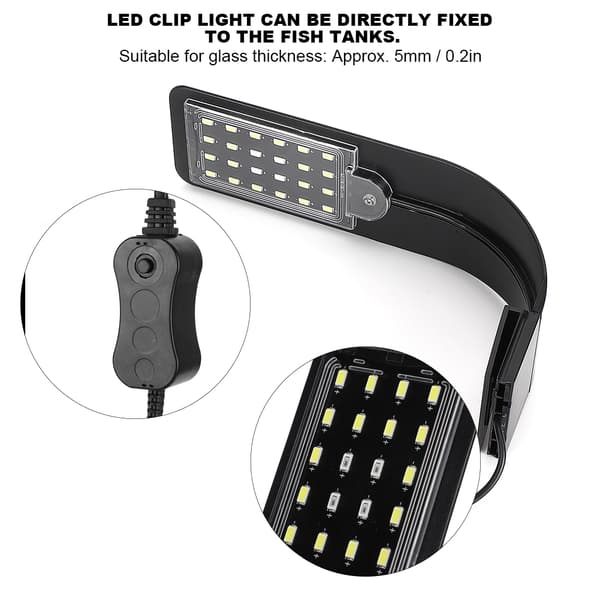 Akvariefisketanke Mini LED Clip Lys Vandplanter Belysningslampe Tilbehør EU Stik 220VX5