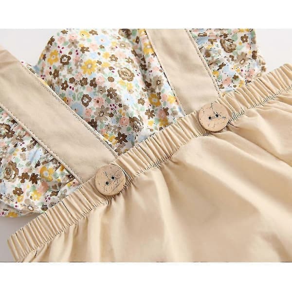 nyfødt pige sele kortærmet blomstret bodysuit (6-12cm)