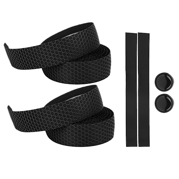 Mountainbike Styr Wrap Cykel Anti-Slip Styrbånd med 2 stk. Styrpropper (Sort)