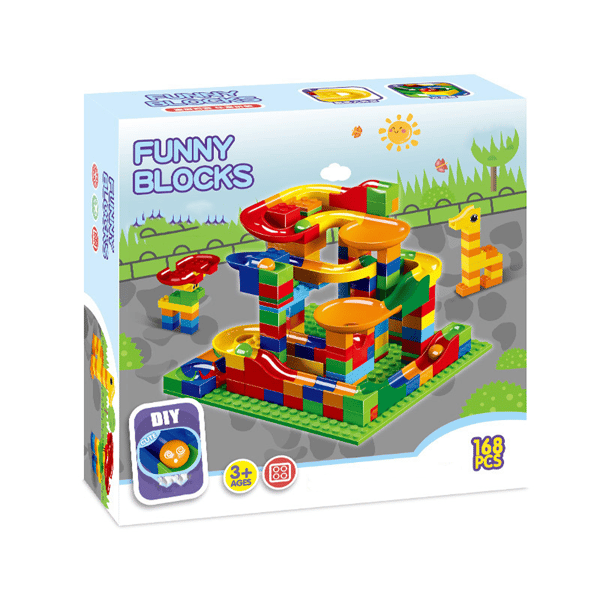 【03】168 dele Marmorbane Byggeklodser Kuglebane Blokke med Base