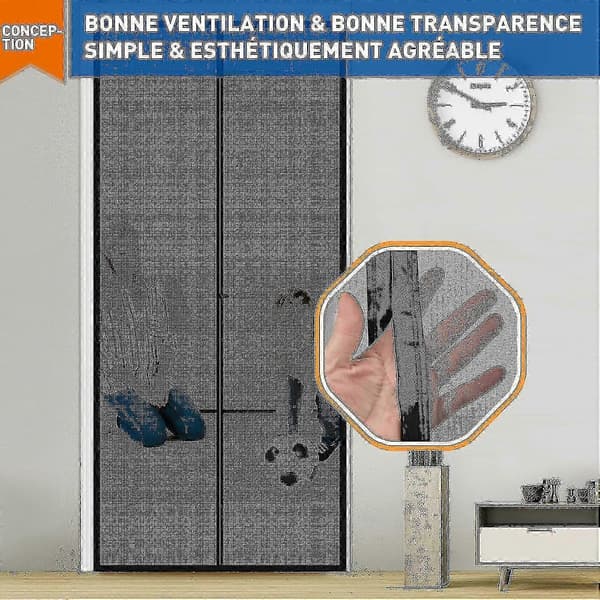 80 x 210 cm sort magnetisk dørgardin, mygge- og insektmiddel magnetisk dørgardin med magneter, ingen boring.